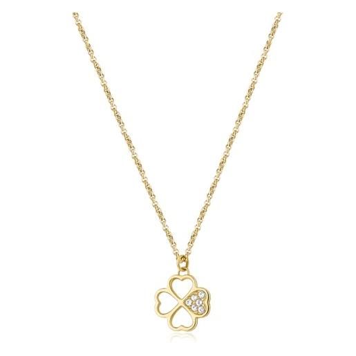 S'Agapõ Collana Girocollo Quadrifoglio In Acciaio 316L Con Cristallo | Collezione Be My Always - SBM52