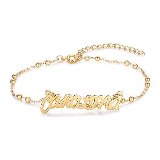 Lovejewellery cavigliera/bracciale con nome personalizzato bracciale donna in argento 925 con nome cavigliera lunghezza opzionale argento/oro rosa/oro regalo per donna fidanzata madre (stile 4)