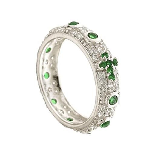 gioiellitaly anello rosario pavè argento 925 con zirconi bianchi e grani pietre verdi anello unisex gioiello uomo donna (23)