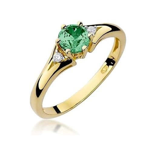 Lumari Gold anello da donna in oro 585 14 carati, con diamanti brillanti, 13 (16,9), topazio rosa