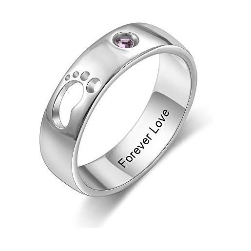 Ashleymade anello personalizzato figlie madre anelli in argento con nome e pietra gioielli regali per donna san valentino compleanno (argento, 14.5 (7))