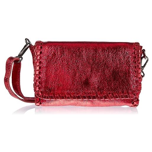 IZIA metallica, borsa a mano in pelle metallizzata donna, colore: rosso