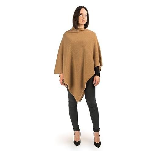 DALLE PIANE CASHMERE - poncho 100% cashmere - made in italy - donna, colore: bordeaux, taglia unica