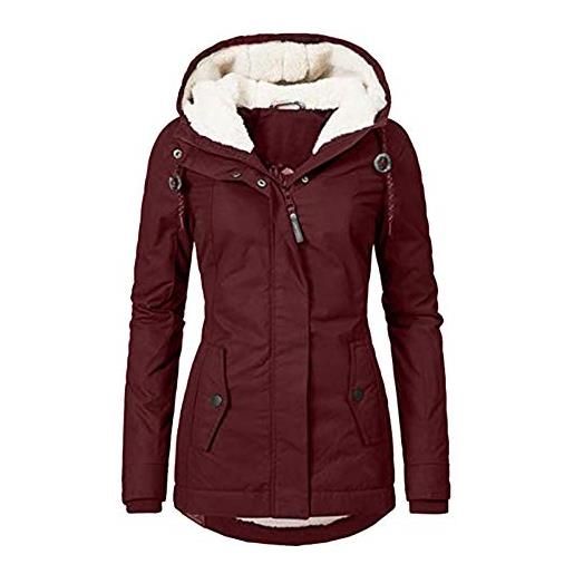 HHMY parka - giacca invernale da donna, calda pelliccia di orsacchiotto, con imbottitura, impermeabile, spessa, parka invernale, nero , s
