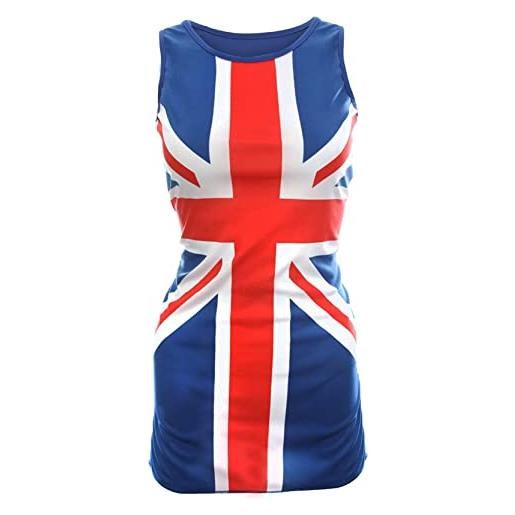 I LOVE FANCY DRESS LTD vestito da donna con motivo bandiera union jack, rosso, bianco e blu, abito classico delle icone della musica anni '90/pop britannico, per ve day/feste in maschera, blu, xxxl
