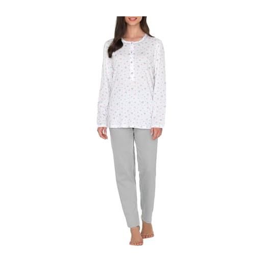 Linclalor pigiama donna in puro cotone stampa cuori art. 74687-48, grigio