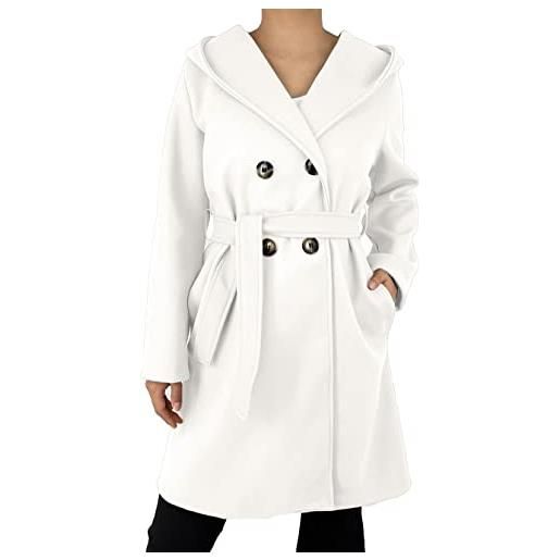 JOPHY & CO. cappotto lungo donna invernale doppiopetto con bottoni e tasche (cod. 6586) (xs, blu scuro)