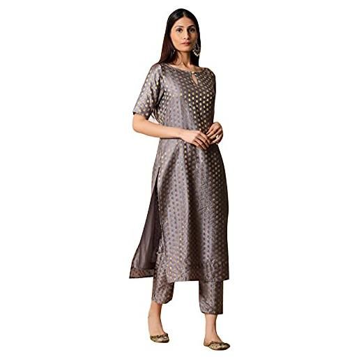 STYLE INSTANT kurti indiano da donna con pantaloni | art silk woven kurta kurtis abito da donna top tunica, giallo, l