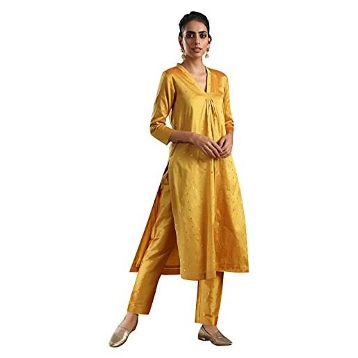 STYLE INSTANT kurti indiano da donna con pantaloni | art silk woven kurta kurtis abito da donna top tunica, arancione, xxl