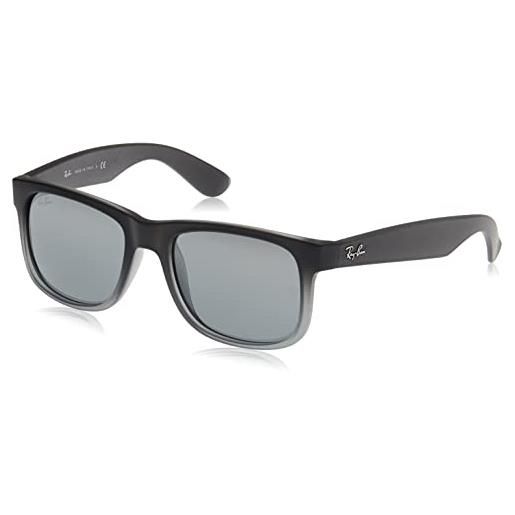 Ray-Ban justin occhiali da sole unisex, grigio (montatura: transparent grey rubber, lenti: silber verspiegelt verlauf), 54 mm