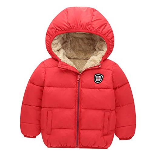 Happy Cherry bambino inverno giacche cappotto con cappuccio cappotto da bambina in cotone con cappuccio per bambini 12-18 mesi arancione