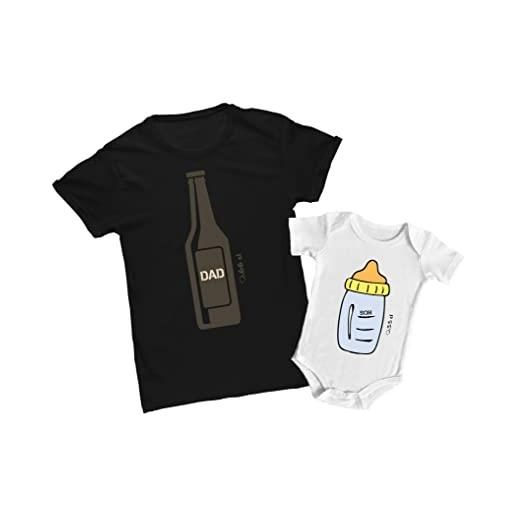 Bulabadoo coppia tshirt e body neonato - birra e latte - beer milk - bimbo papà coppia - maglietta uomo - body - idea regalo papà