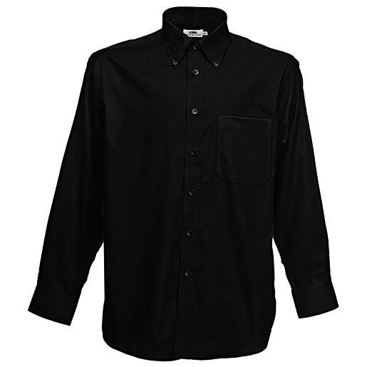 Fruit of the Loom oxford shirt ls camicia sportiva, schwarz (black 101), xl uomo