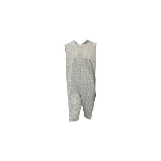 Ferrucci pigiama sanitario smanicato con pantalone corto 1 zip/cerniera dietro la schiena estivo - 9008/7 (grigio, m)