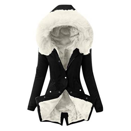 Pianshanzi - giaccone invernale da donna, caldo e foderato, antivento, vestibilità slim fit, in softshell, nero , s