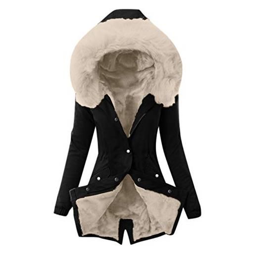Pianshanzi - giaccone invernale da donna, caldo e foderato, antivento, vestibilità slim fit, in softshell, a nero, m