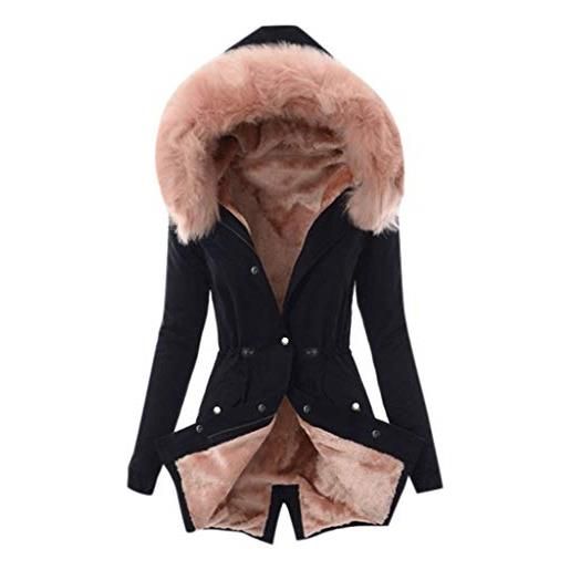 Pianshanzi - giaccone invernale da donna, caldo e foderato, antivento, vestibilità slim fit, in softshell, c schwarz2, xxxl