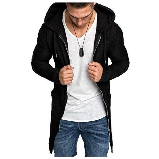 FeMereina cardigan da uomo a maniche lunghe con cappuccio nero m