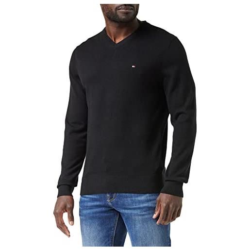 Tommy Hilfiger pullover uomo cashmere v neck pullover in maglia, nero (black), s