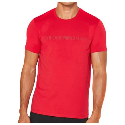 Emporio Armani - maglietta girocollo da uomo con logo - rosso - m