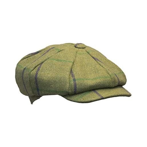 Walker and hawkes - cappello newsboy in tweed, unisex, 8 pannelli sauge foncé xxx-large