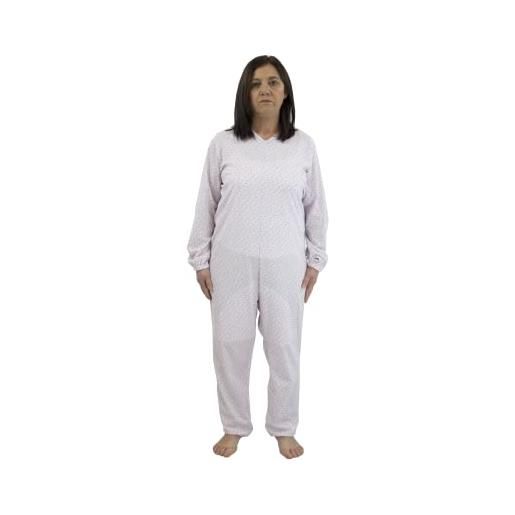 FERRUCCI COMFORT pigiama tutone sanitario semplicità manica lunga 3 cerniere/zip dietro schiena e interno gamba estivo (rosa, xs)
