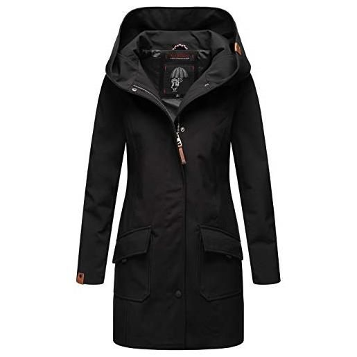Marikoo b856 - giacca invernale da donna in softshell, lunga, impermeabile, per outdoor, navy, m