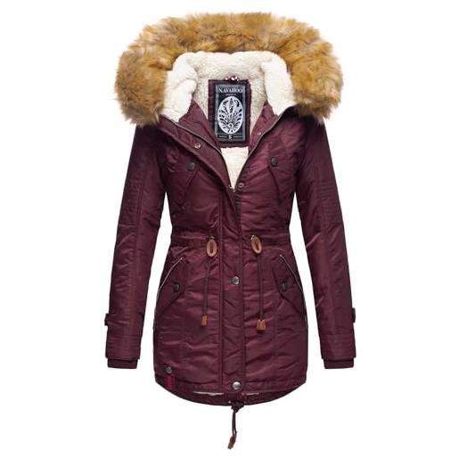 Navahoo calda giacca invernale da donna in pelliccia di orsacchiotto, giacca invernale da parka b399, rosso vivo, s