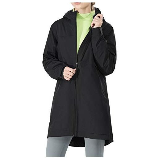GYMAX parka con cappuccio, giacca da donna lunga, impermeabile antivento a maniche lunghe leggera (m, nero)