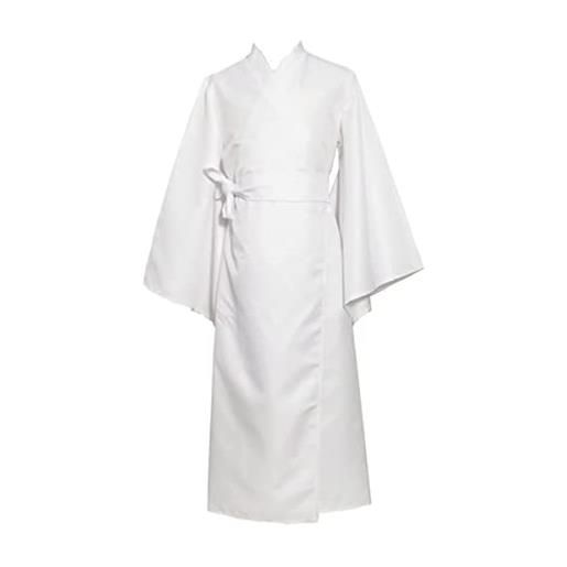 BPURB abito da donna yukata kimono tradizionale giapponese vestaglia kimono lungo, bianco, m