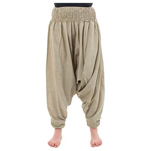 FANTAZIA pantaloni alla turca con elastico, tinta unita, cavallo basso, stile sarwel indiano marrone taglia unica