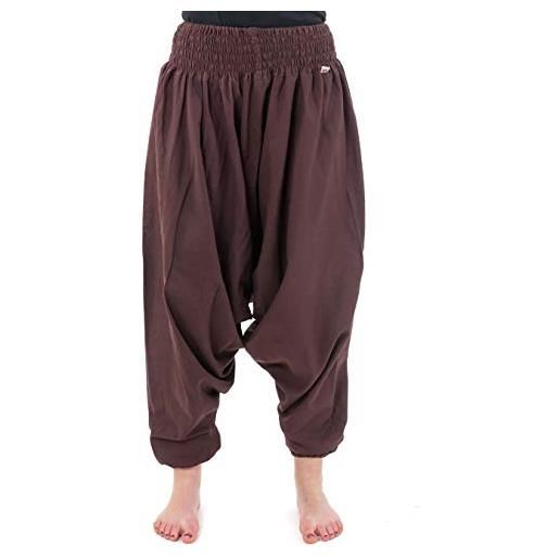 FANTAZIA pantaloni alla turca con elastico, tinta unita, cavallo basso, stile sarwel indiano ecru taglia unica