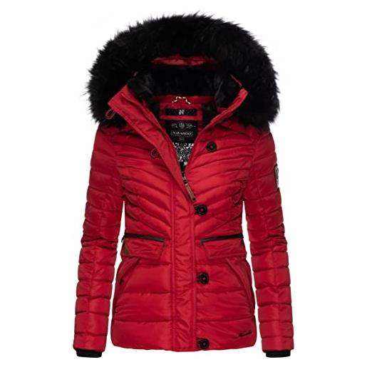 Navahoo wisteriaa - giacca invernale da donna, con cappuccio in pelliccia sintetica rimovibile, taglie xs-xxl, colore: rosso, xs