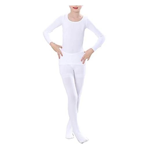 VersusModa set termico sotto vestiti sotto maschera color carne nero bianco felpato caldo a scuola unisex und001 (bianco, s)