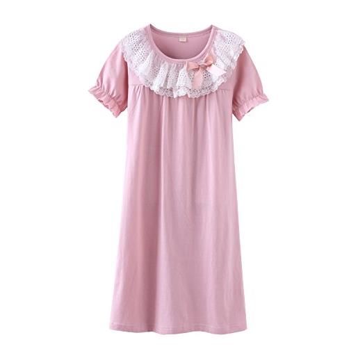 ABClothing camicia da notte in cotone di pizzo baby girl 13 anni rosa