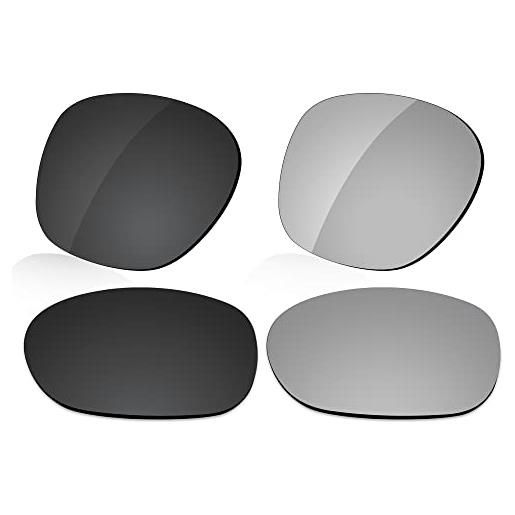 LenzReborn lente polarizzata di ricambio per occhiali da sole oakley manorburn oo9479-56mm - altre opzioni, nero scuro + grigio argento, taglia unica