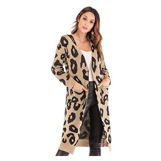 LATH.PIN cardigan donna maniche lunghe maglione top casual elegante giacche invernale autunno aperto sciallato cappotto giacca in maglia leopardata