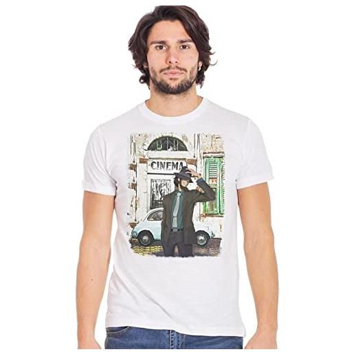 Generico jigen cinema 2075-17 t-shirt urban men uomo 100% cotone fiammato bs (as6, alpha, m, regular, regular, white, m)