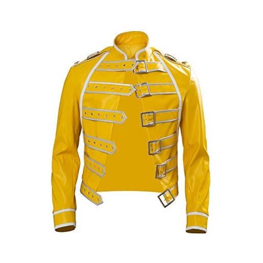 Harrypetter rock star freddie costume cosplay uomini 80s rock band steampunk wembley concerto giacca in pelle giallo, giallo, xl