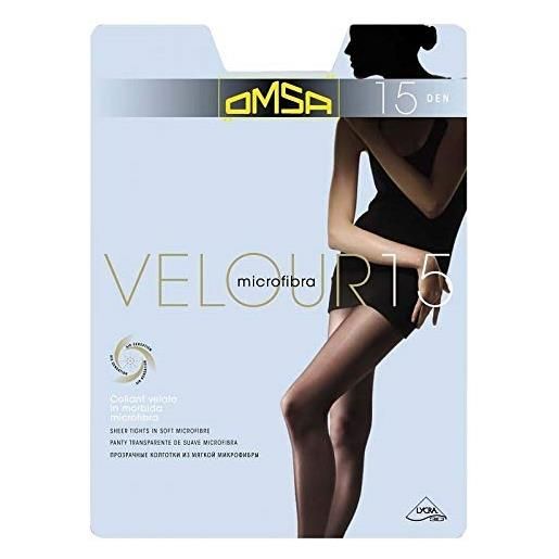 Omsa collant velour 15 microfibra leggera elasticizzata (5pz) nero taglia 2