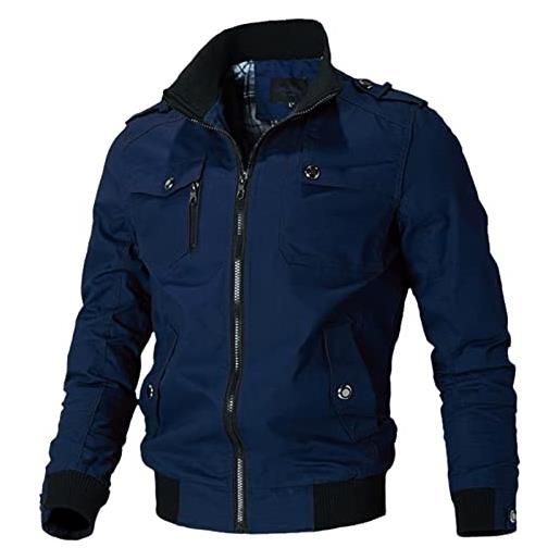 AIEOE giacca da uomo con tasche e zip giubbotto elegante cotone 100% leggero casual sportivo 4 stagioni etichetta 3xl= it l rosso