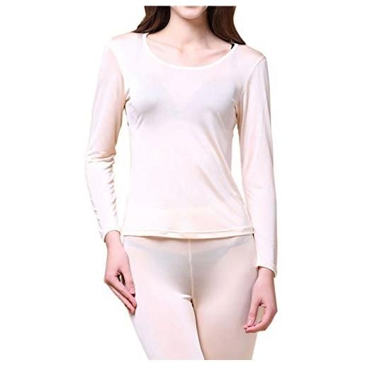 Paradise Silk pure silk knit donna intimo lungo johns top o fondo solo flesh one bottom only m