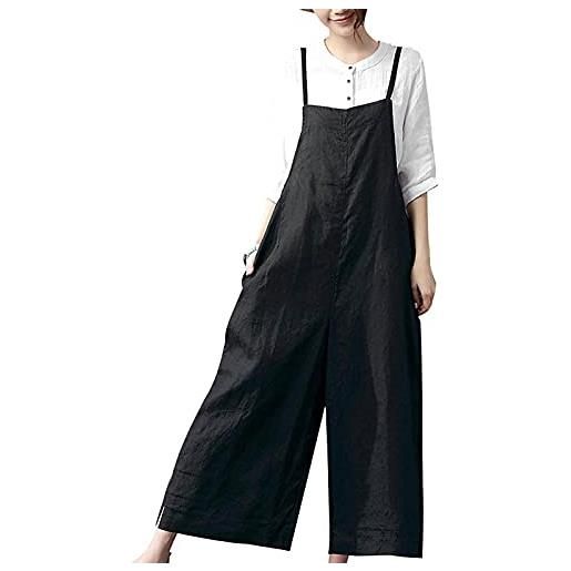 Xmiral salopette tuta pagliaccetto pantaloni donna pantaloni con bretelle oversize pantaloni con bretelle (5xl, 3caffè)