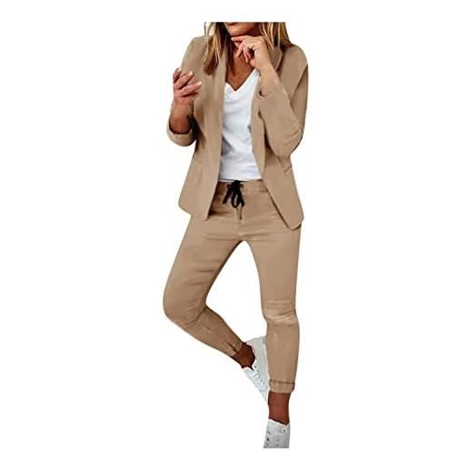 Modaworld donna tailleur pantalone completo blazer a maniche lunghe+pantaloni ufficio giacche da abito in due pezzi set per matrimoni e feste