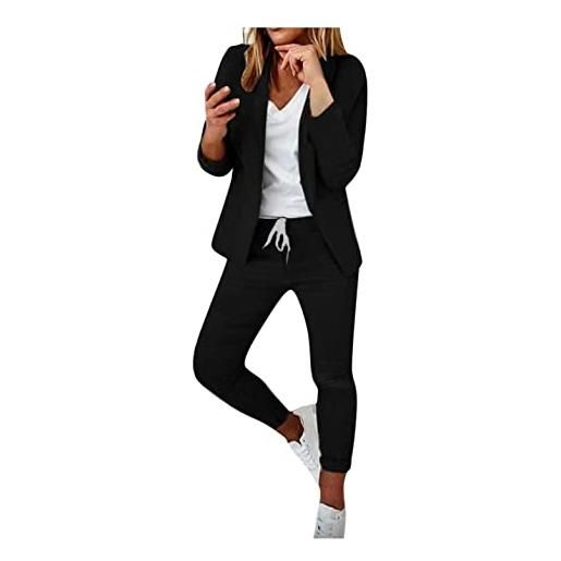 Modaworld donna tailleur pantalone completo blazer a maniche lunghe+pantaloni ufficio giacche da abito in due pezzi set per matrimoni e feste