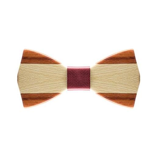 InLegnoWoodDesign papillon in legno di frassino e padouk accessori moda cerimonia mod. Duple (bordeaux)