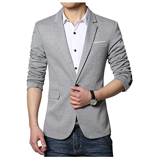 Nemopter blazer uomo giacca casual elegante slim fit blazer un pulsante costume giacca uomo blazer giacche, grigio, xxl