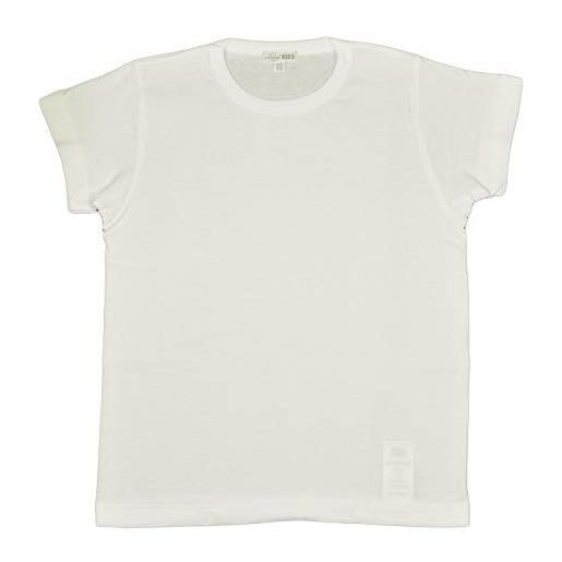 Liabel, 6 paia di magliettine intime bimbo modello tshirt in puro cotone 100% con cuciture morbide e tessuto resistente ai lavaggi da 3 a 10 anni. Colore bianco