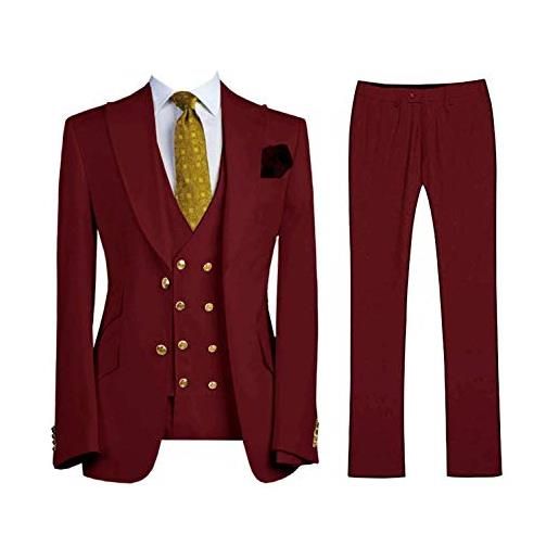 HOTK uomo solido 3 pezzi slim fit abiti da cerimonia formali eleganti blazer giacca gilet pantaloni