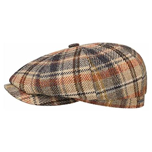 Stetson coppola hatteras classic wool check uomo - made in the eu cappellino lana berretto newsboy con visiera, fodera autunno/inverno - 63 cm beige